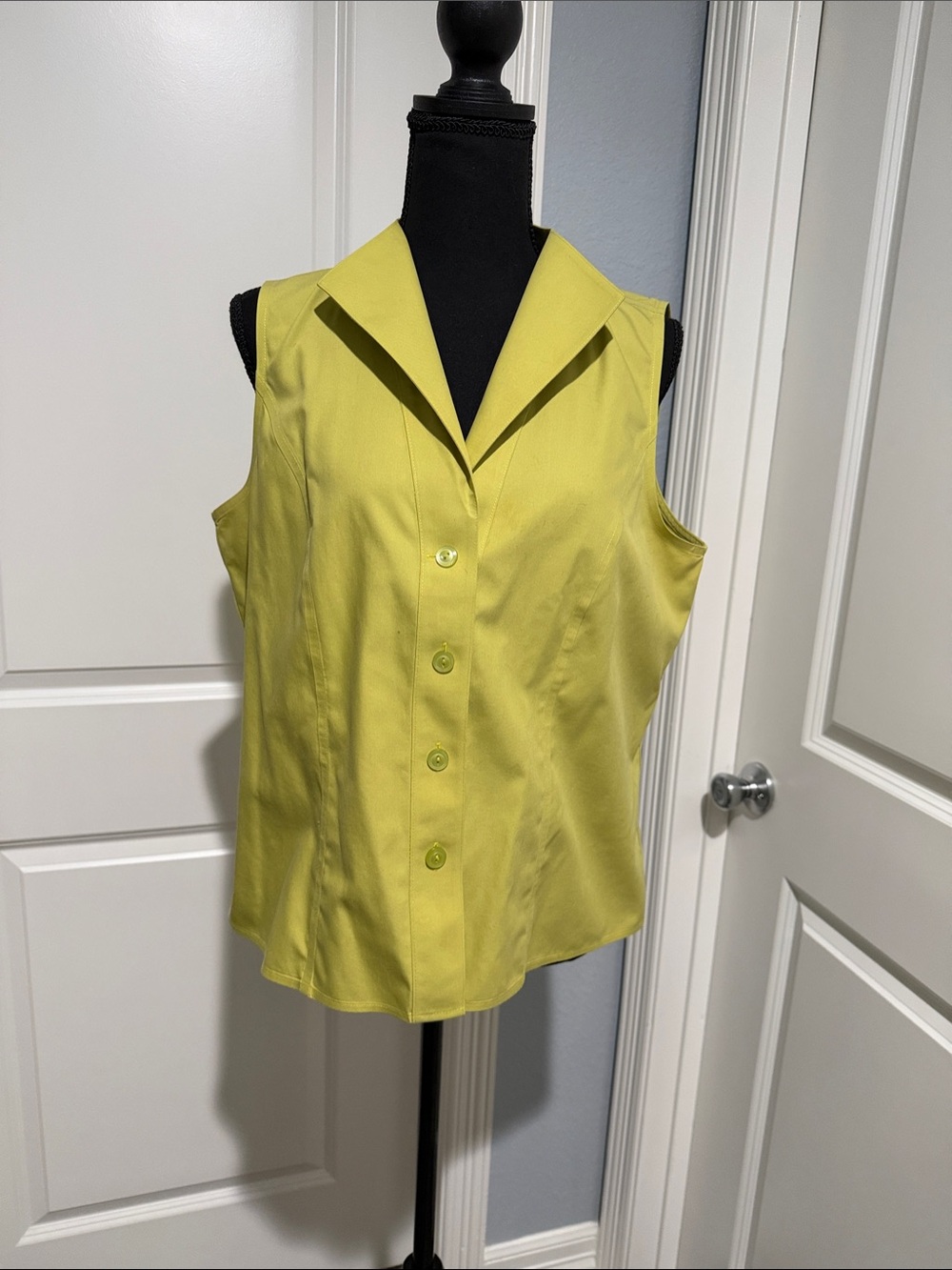 Jones New York Sleeveless Button-Down Shirt in Lime size 14